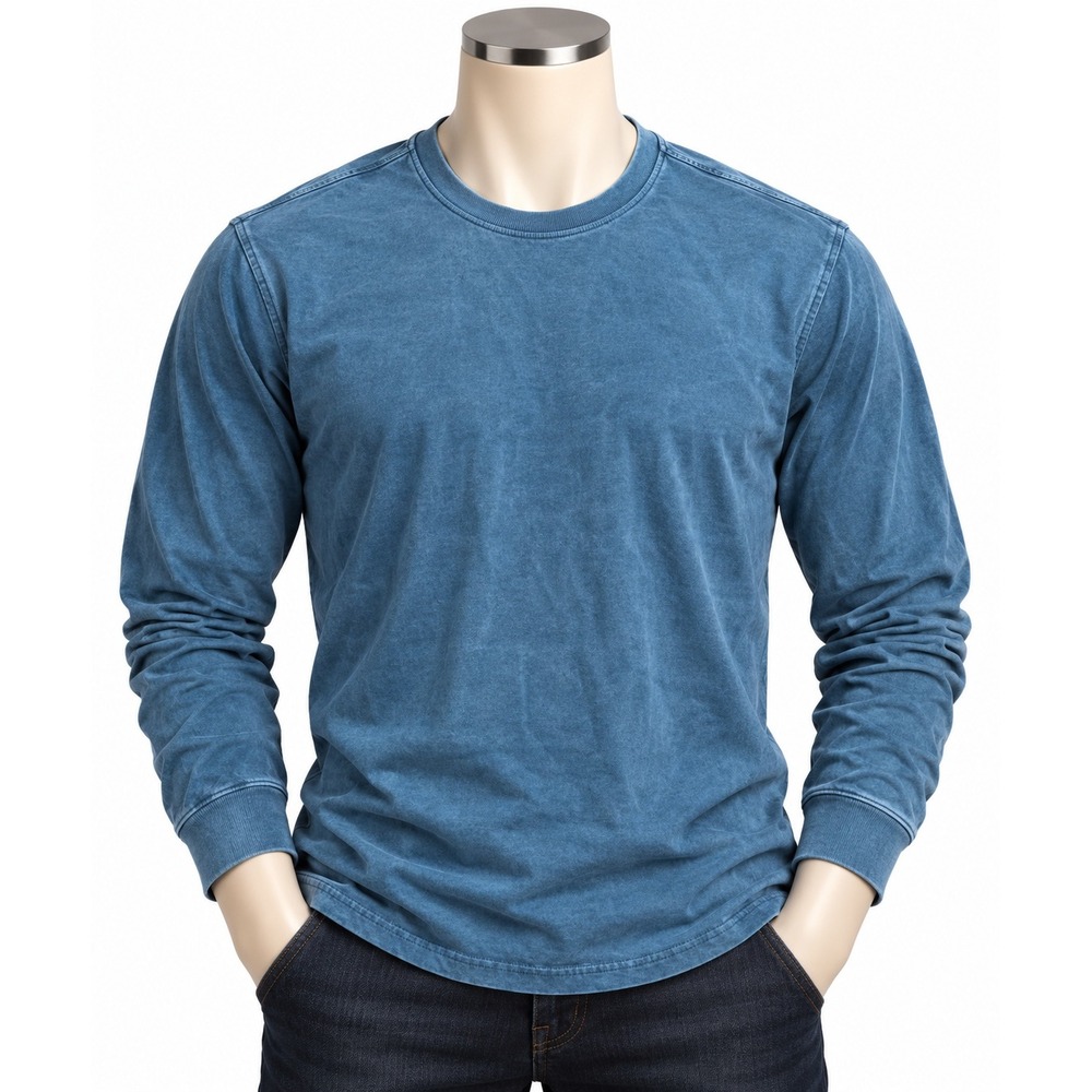 Abercrombie & Fitch Mens Faded Blue Premium Heavyweight 2.0 Long Sleeve Tee S